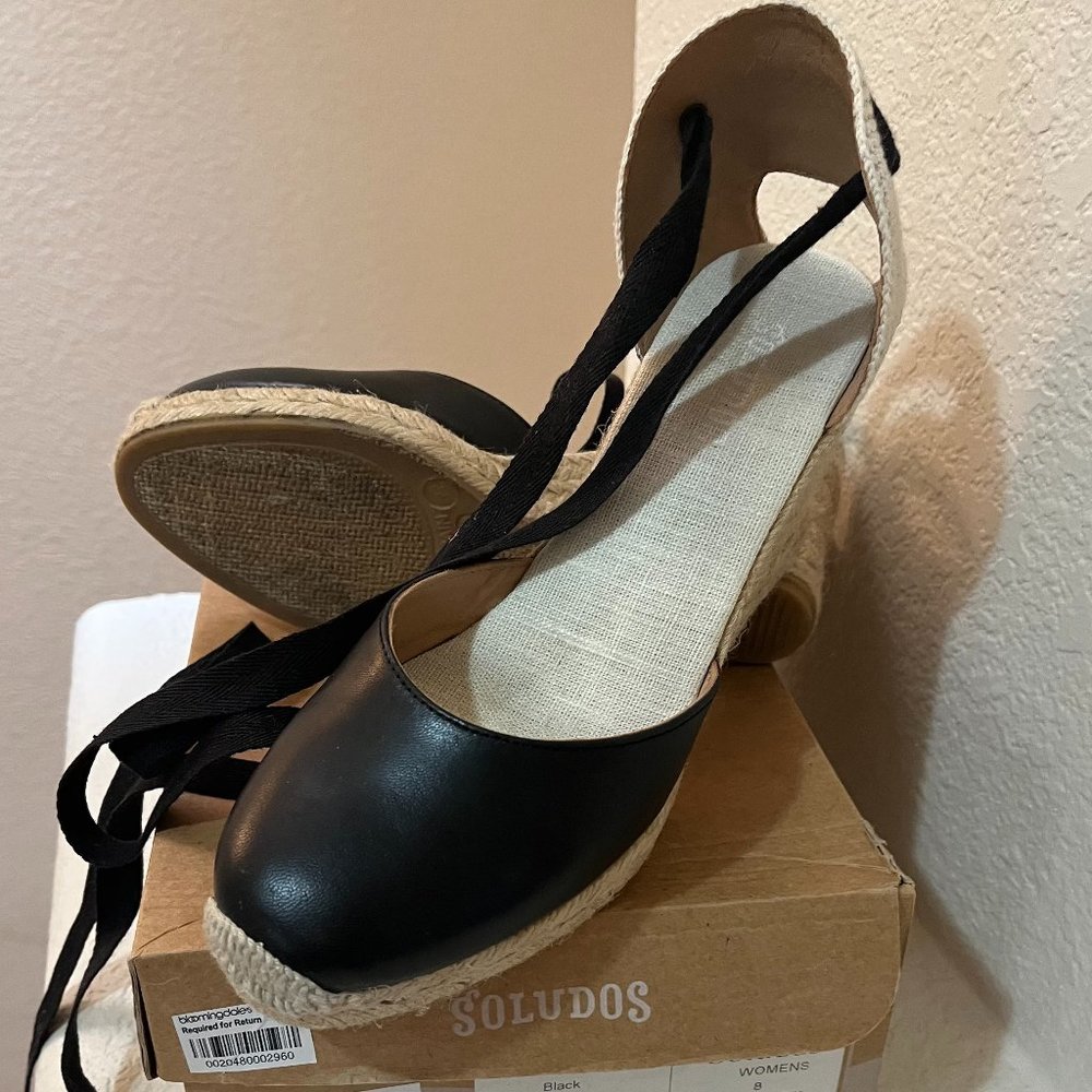 Soludos Tall Wedge. Black leather. Size  8M